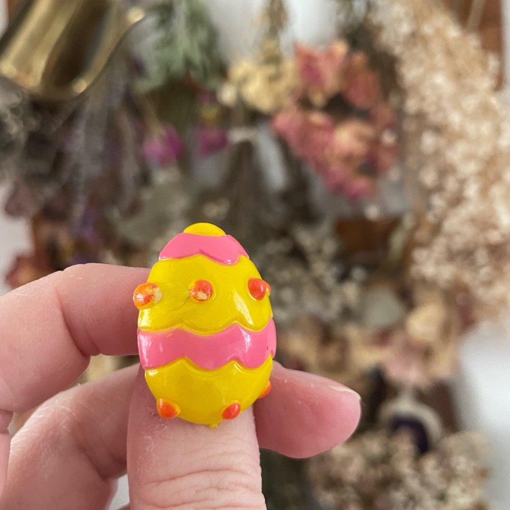 Vintage Plastic Easter Egg Brooch - image 1